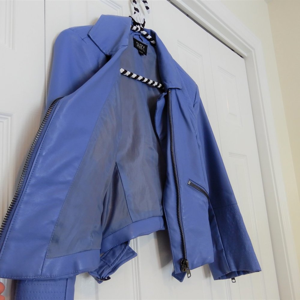 Suzy Shier Light blue faux leather motorcycle jacket in Size XS - Picture 8 of 13